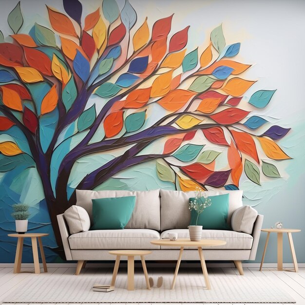 Photo creative wallpaper background simple style illustration colorful art banner shape green tree