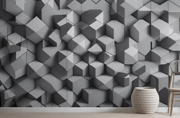 Creative wallpaper with grey cubes