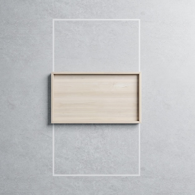 Creative wooden frame with mock up place on concrete wall background Design and art concept 3D Rendering