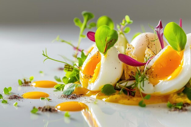 A creatively presented dish featuring eggs