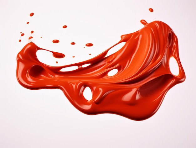 Creativiteit ontketenen Een abstracte explosie van ketchup op wit doek