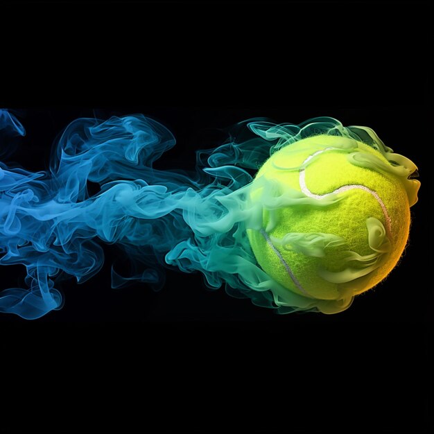 Creativity meets sports colorful smoke emanates from vibrant tennis ball For Social Media Post Size