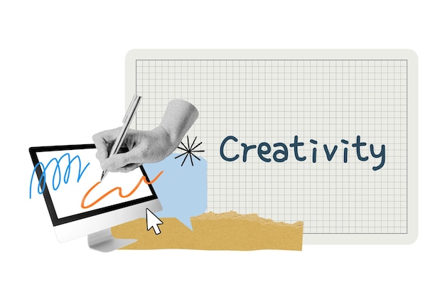 크리에이티비티 (Creativity) - PNG 워드 (Creative Collage Art) 투명한 배경