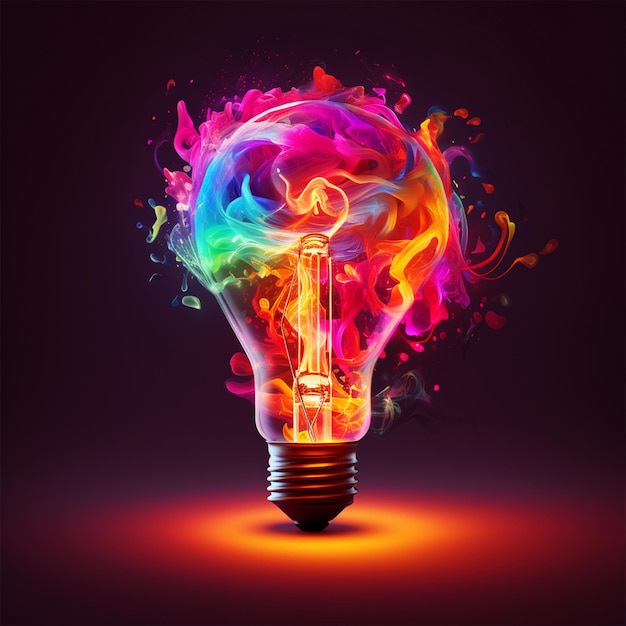 creativity splashes vibrant colors in bulb