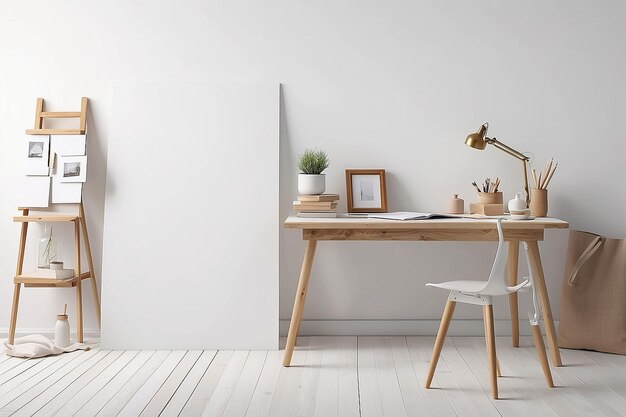 Creativity unleashed art studio workspace mockup with empty white backgrounds