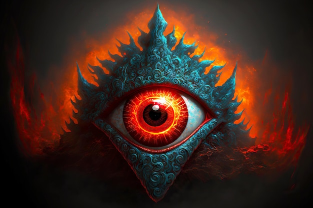 Creature of mystical evil with red burning evil eye