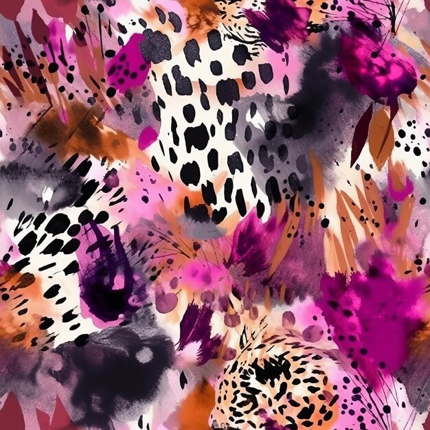 Creature skin and hypothetical makes watercolor brush stroke organize Seamless pattern AI Generated