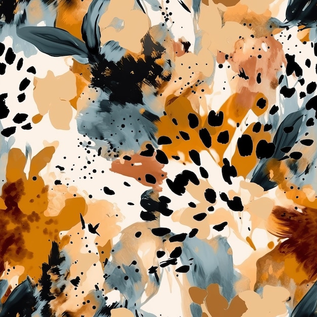 Creature skin and speculative makes watercolor brush stroke organize Seamless pattern AI Generated