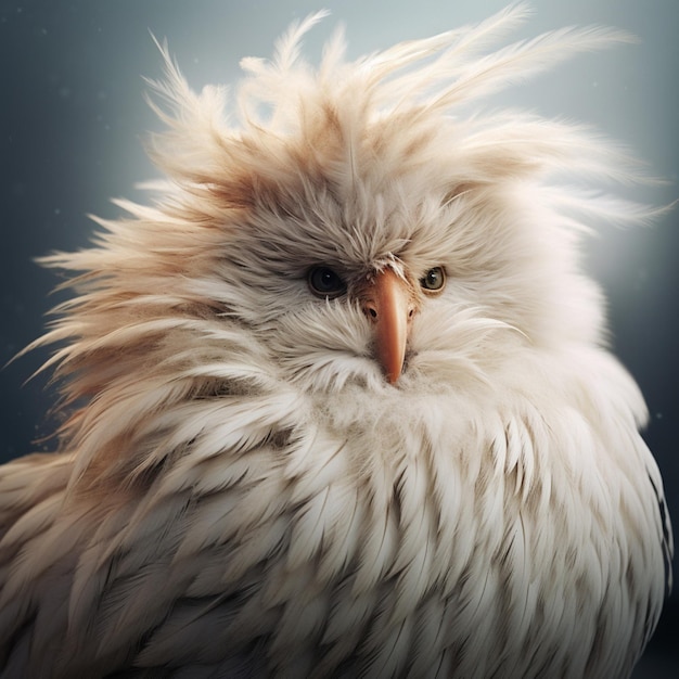 A creature with soft feathery fur and a gentle cuddly