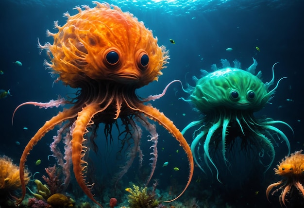 Creatures in the deep ocean Generative AI