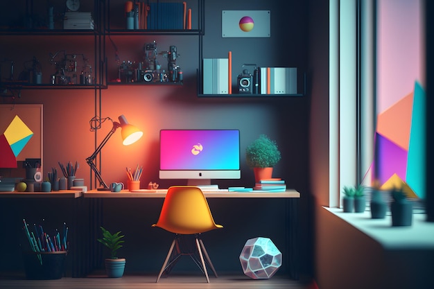 Creatve designer's home office studio Genetaive Ai