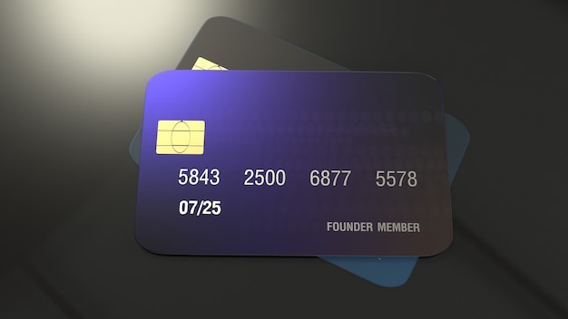 Photo credit card 3d rendering for business concept.