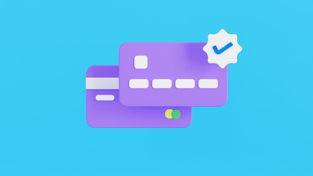 Credit card or debit card for payments with 3d icon