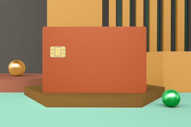 Credit Card Front Side With Orange Background