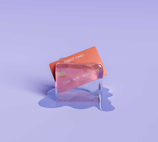 кредитная карта в кубике льда