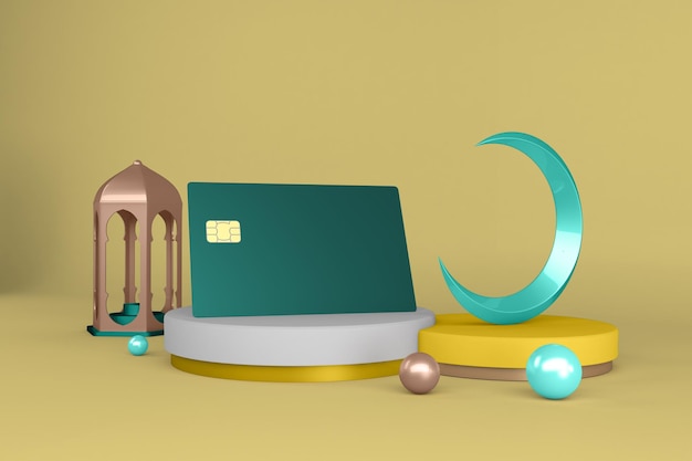 Credit Card Left Side With Ramadan Themed Background