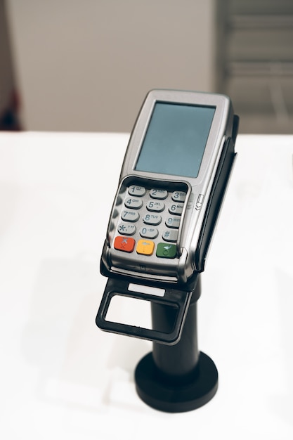 Photo credit card payment terminal in a shop