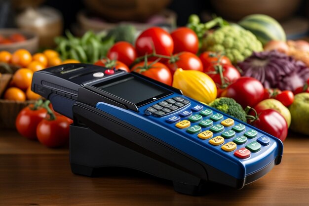 Credit card reader machine closeup