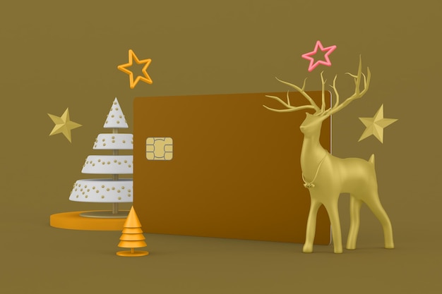 Credit Card Right Side In Christmas Themed Background