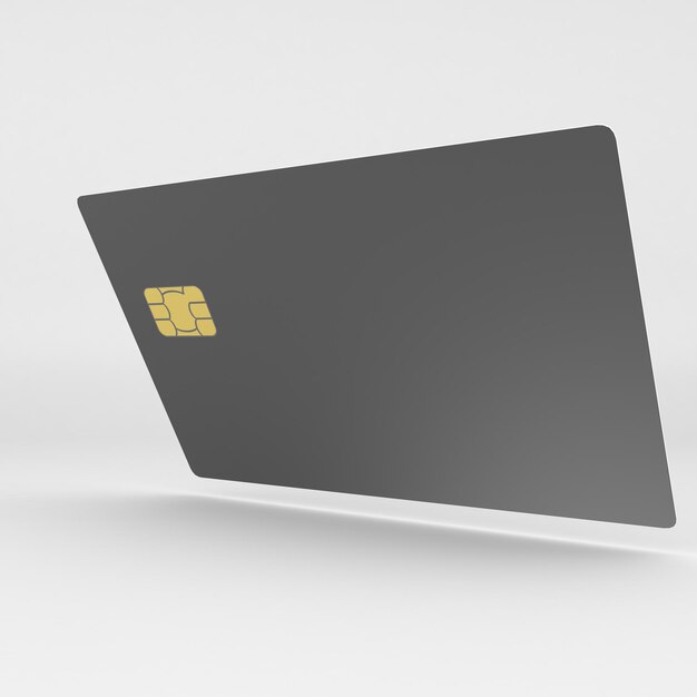 Credit Card Right Side View In White Background