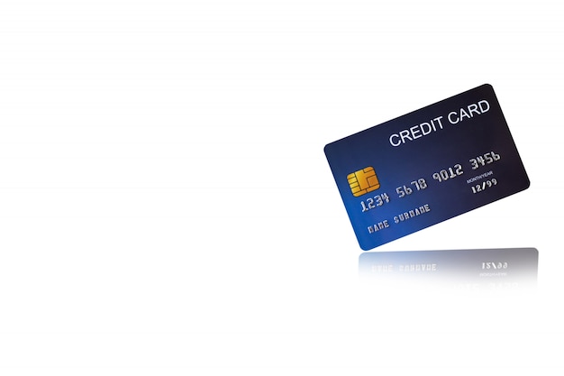 Credit card on white background e-shopping marketing 