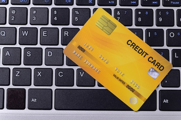 Credit card with computer Used in online shopping