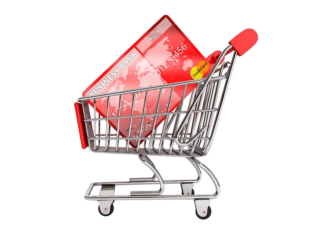 Credit card with Shopping Cart on a white background