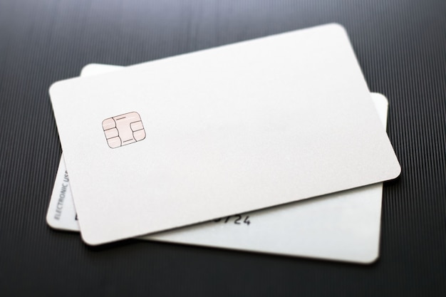 Credit cards on black surface 