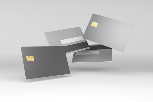 Photo credit cards v.1 floating isolated in white background