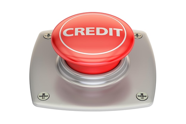 Credit Red Button 3D rendering