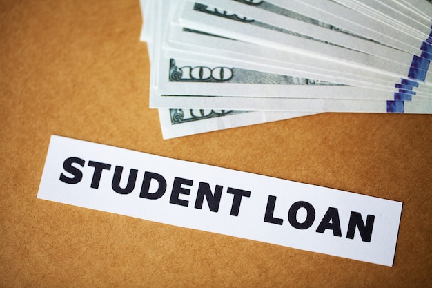 Credit . Student loan written on white card
