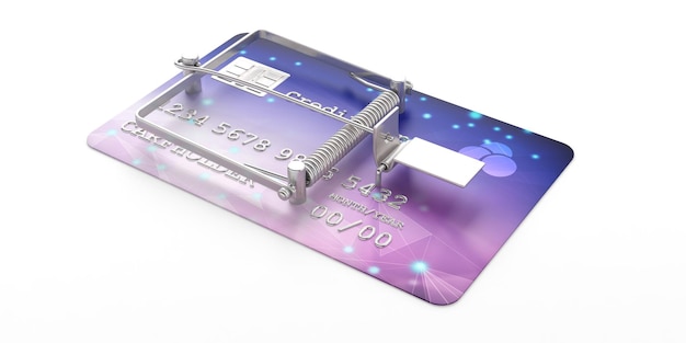 Creditcard muizenval geïsoleerd op witte achtergrond 3d illustratie