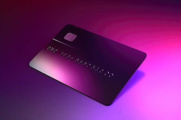 Creditcard op paars monochroom Minimalistische 3D AI gegenereerd