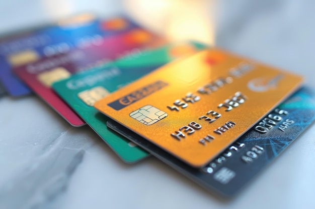 Creditcards of betaalkaarten op witte achtergrond Geldconcept