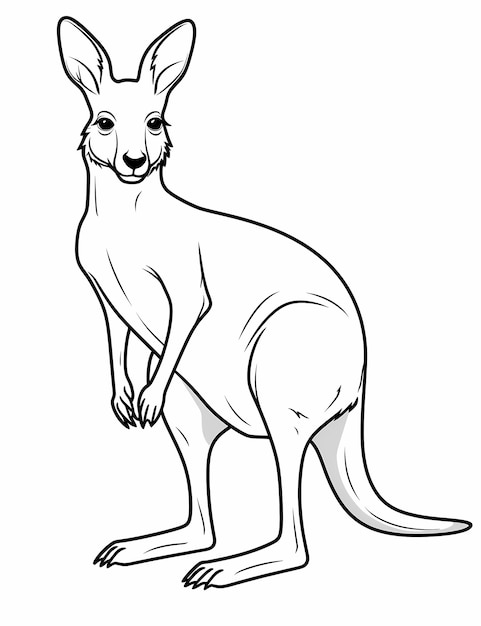 Creëer een kleurpagina voor kinderen van A Kangaroo extreem eenvoudige dikke lijnen