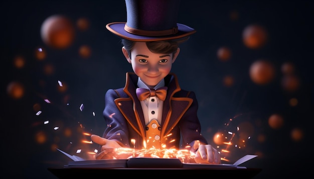 Foto creëer een leuke en interactieve 3d-model van een magician kind training kit dit kan een aanpasbare magische toverstok spellbook en een m 3