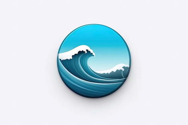 Creëer een minimalistisch geschikt voor gebruik als websitepictogram of logo op een witte achtergrond Motief van oceaanblauwe golven Generatieve AI