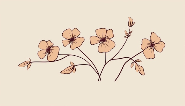 Creëer een minimalistische clipart met behulp van eenvoudige lijnkunst om bloemen in een slanke en moderne stijl af te beelden 13
