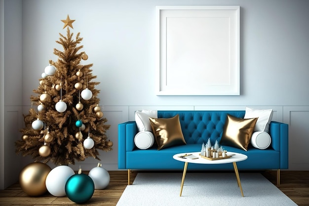 Foto creëer een nep-kerstinterieur met vakantiedecor