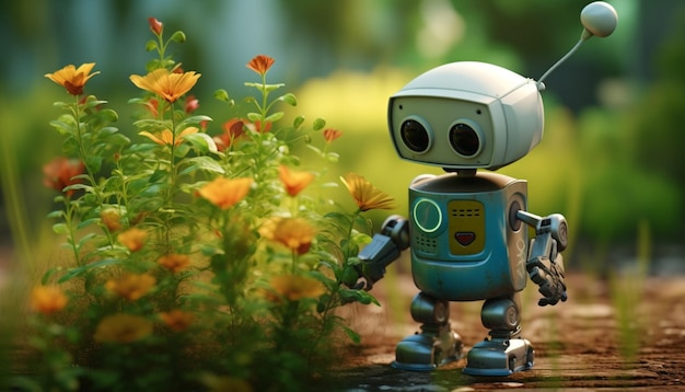 Creëer een schattige 3D-robot speciaal ontworpen voor tuinwerk het kan een waterpot bevestiging kleine plant containers en een vriendelijk gezicht te maken in de tuin 9
