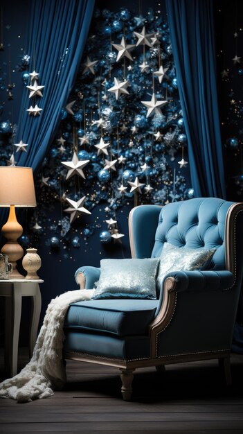 Foto creëer een serene kerst achtergrond met een heldere en sterrenrijke nachtelijke hemel met een mix van blauw en wit
