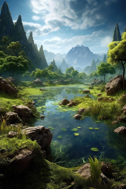 A creek in a valley AI generated