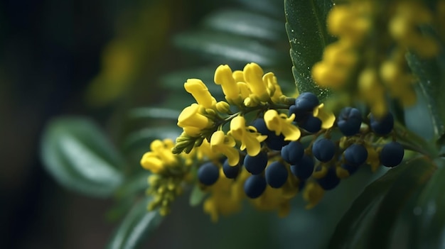 美しく咲いた忍び寄るマホニアの花 生成AI