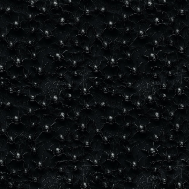 Foto creepy black seamless pattern met black widow spider dark horror mockup scary cobweb tile achtergrond met copy space generative ai illustratie