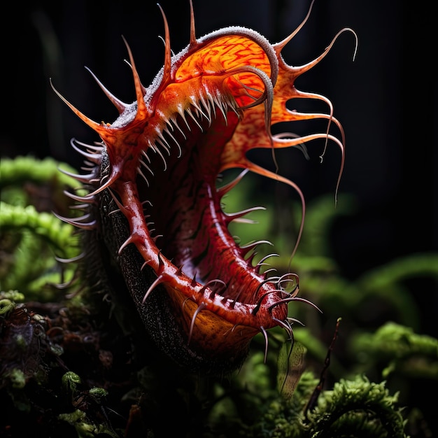 Creepy carnivorous plant macro scary photography toxic acid realistic teeth realism predator art