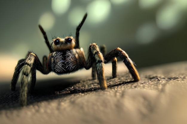 Creepy crawly spider in captivating closeup Perfect for nature and animal themes