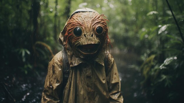 Photo creepy creature of the rainy jungle