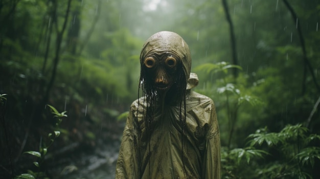 雨のジャングルの不気味な生き物