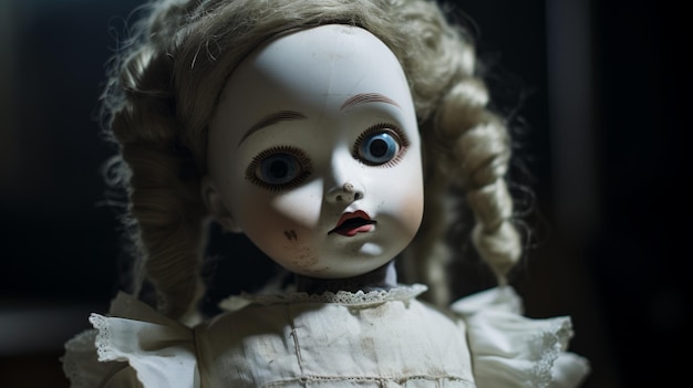 Photo creepy doll a haunting closeup photo of a 19th century french academy style