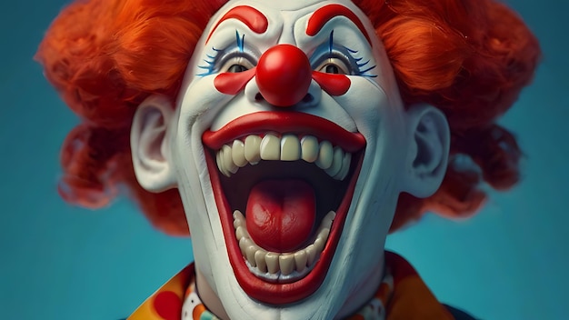 Photo a creepy evil clown laughing